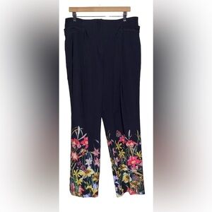 Kate & Mallory Floral Straight Leg Pants Career Business Office Work‎ Women L